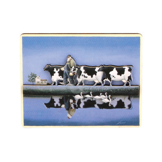 Magnet Vache " Reflet sur l'eau "